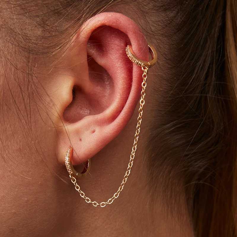 Fashion Round Hoop Earrings For Women Charm Trend Silver Color Chain Tassel Earrings Two Pierced Ears Party Jewelry Wholesale XJ250722