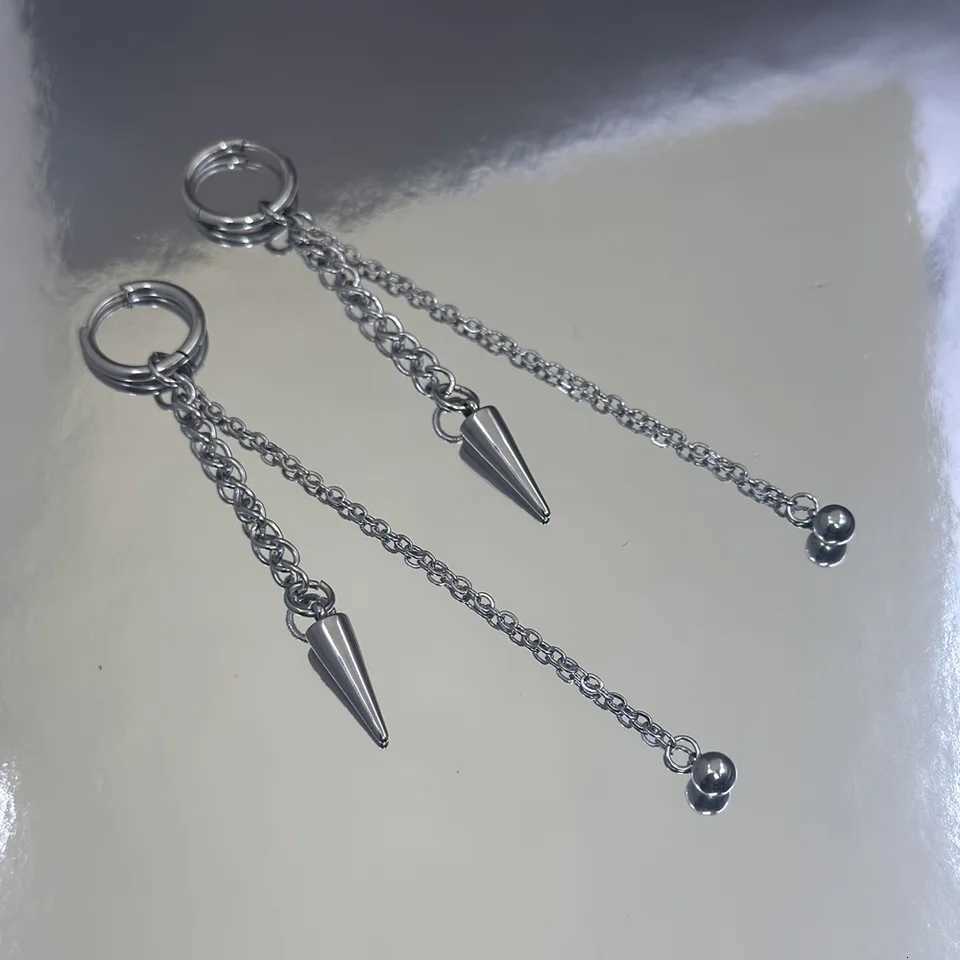 2K Kpop Grunge Stainless Steel Spike Dangle Earrings Grunge Aesthetic Emo Long Tassel Chain Spiked Earrings for Women XJ250722