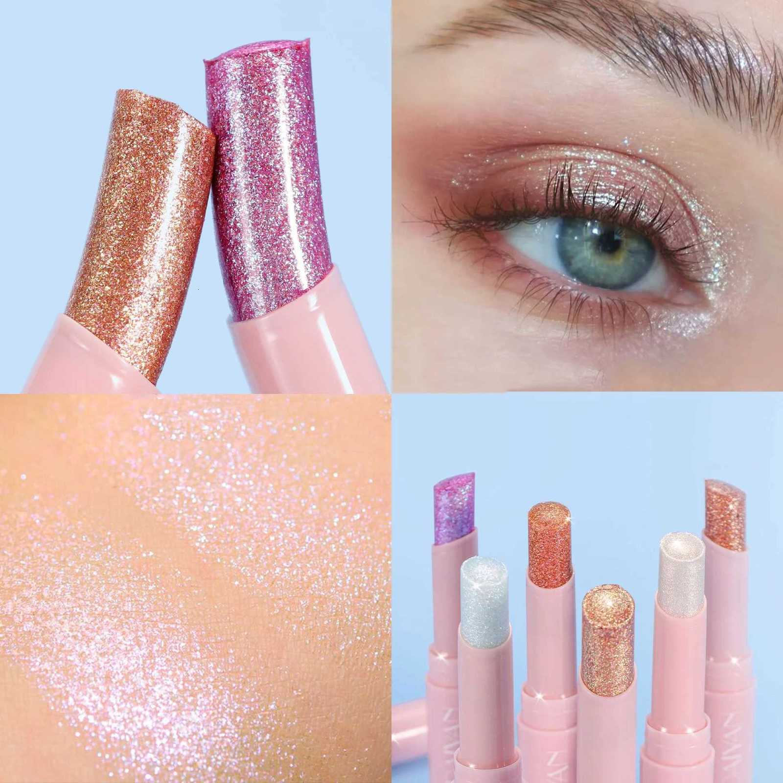 Jelly Eyeshadow Highlight Stick Glitter Shimmer Long-Lasting High Pigment for Valentines Day Party Beach Travel Holiday Makeup W250722