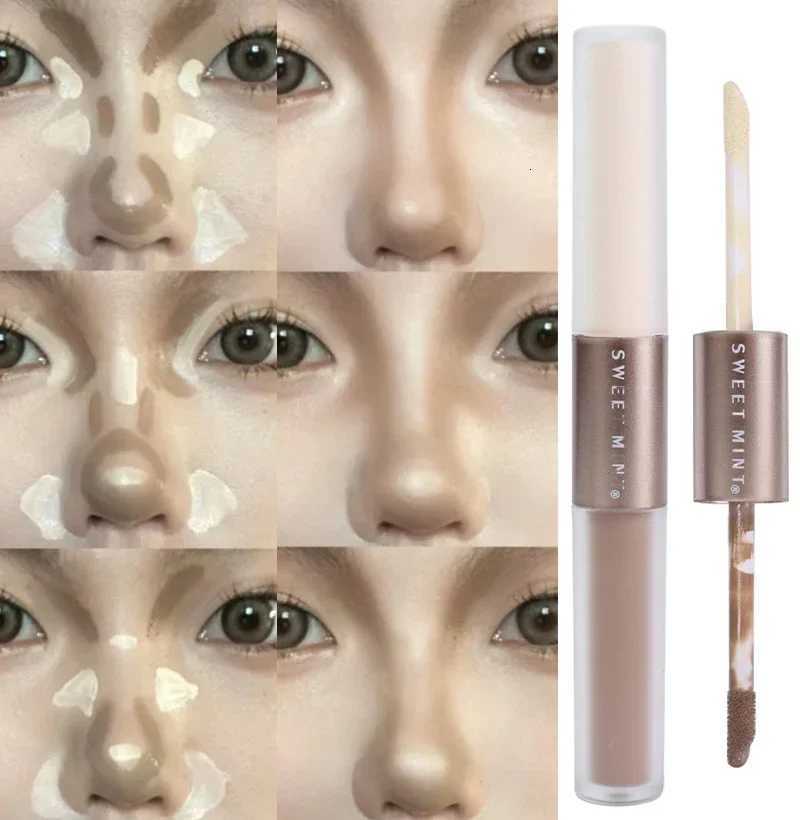 2-in-1 Matte Contouring Bronzer Stick Highlighter Gray Brown Nose Shadow Cream Double-ended Brightening Highlighter Makeup Cosmetic W250722