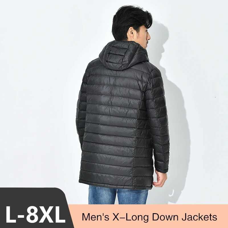 2023 New Mens Winter Lightweight Plus Size Puffer Jackets X-long 90% White Duck Down Water and Wind-Resistant Casual Coat W250722