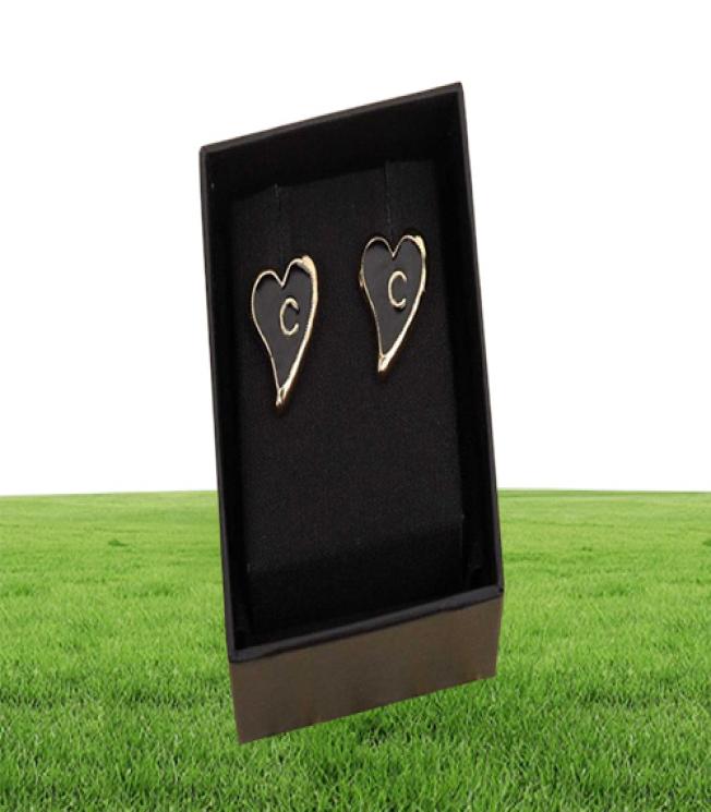 2022 Top quality Charm pendant necklace with black color in 18k gold plated stud earring heart shape for women wedding have box st2474339