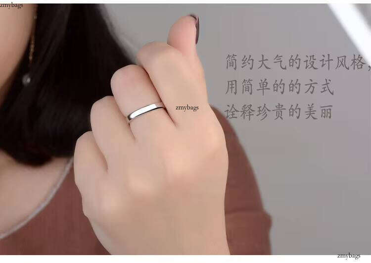 Pure silver couple jewelry edge smooth surface ring, adjustable ring