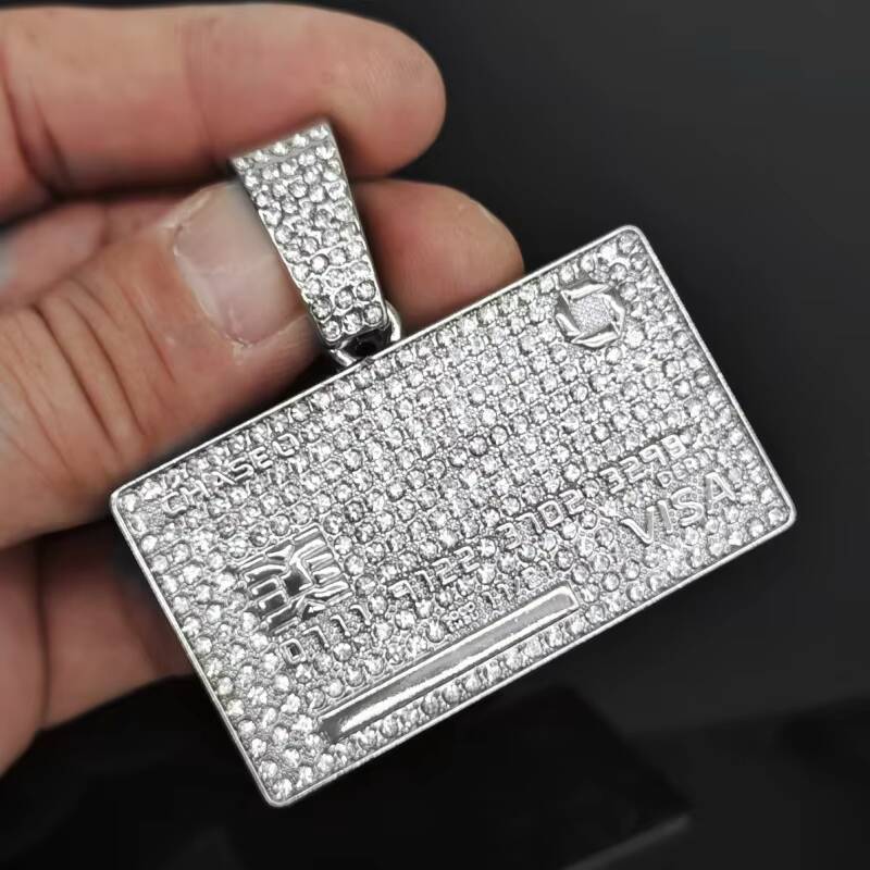 Custom Two-Tone Hip Hop Bling Rhinestone Heavy Moissanite Chain Pendant Necklace Gold Ice Plating with Cuban Link Letter Shape