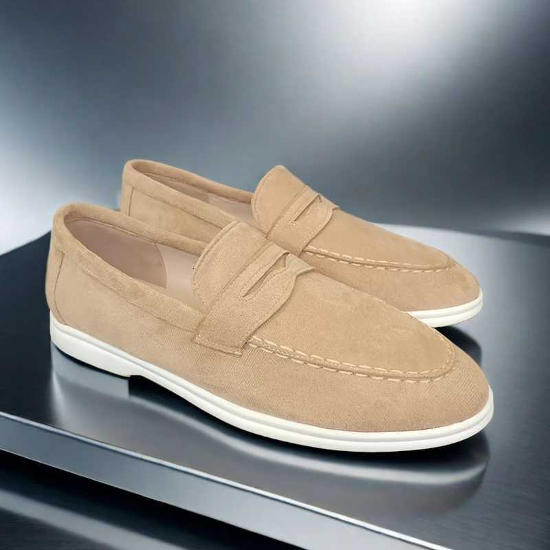 2025 Brand Suede Leather Loafers Men Casual Shoes Luxury Mens Breathable Slip-on Driving Shoes Moccasins XJ250722
