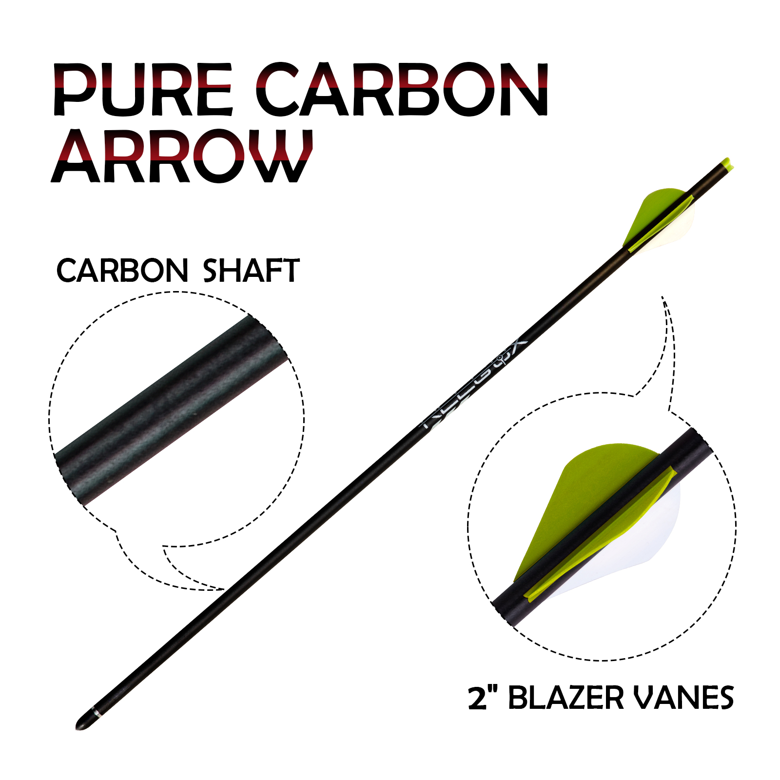 Crossbow Bolts 20 inch Crossbow Arrows Hunting Carbon Arrows for Crossbow Half-Moon Nocks Archery Arrows (Pack of 6)