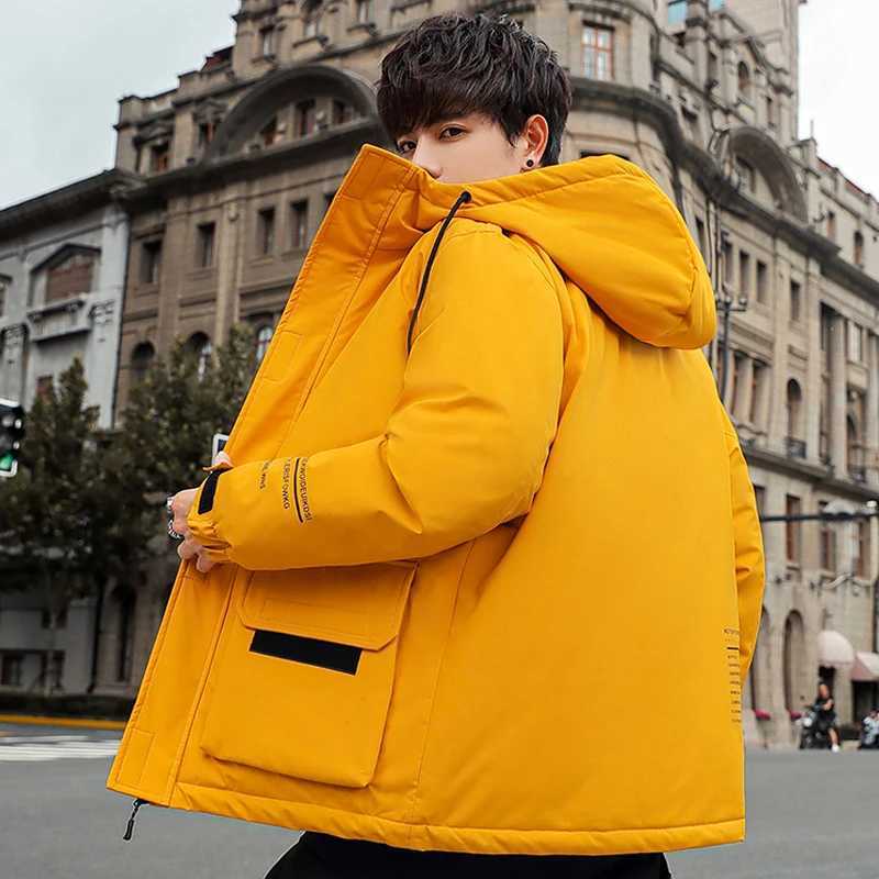 Fashion Winter Mens Casual Hooded Down Jackets Windproof Loose Warm Cotton-Padded Coats Streetwear Solid Thick Tops Parkas W250722