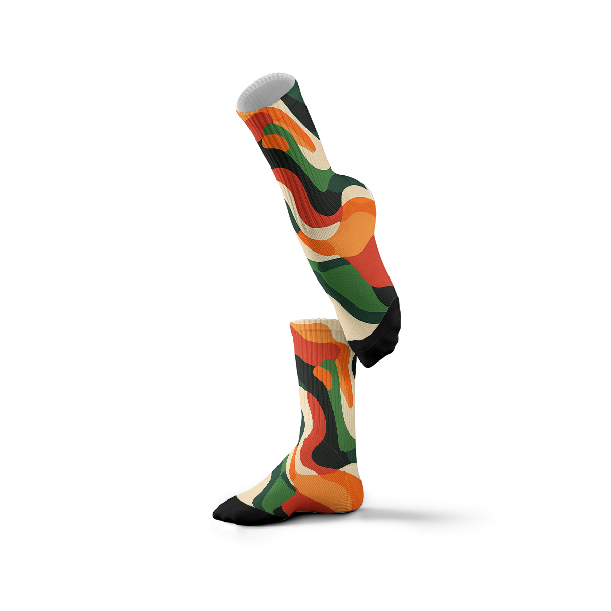 Colorful Abstract Wave - Pattern Unisex Tube Designer Socks C085