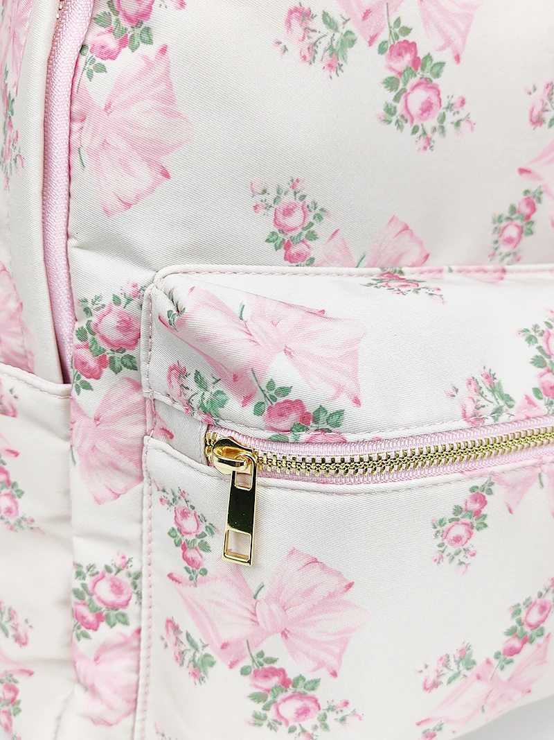 Backpack Large Capacity Printed Bow New Waterproof Nylon Backpack Fem Travel Bag Backpacks Schoolbag for Teenage Girls Y250722