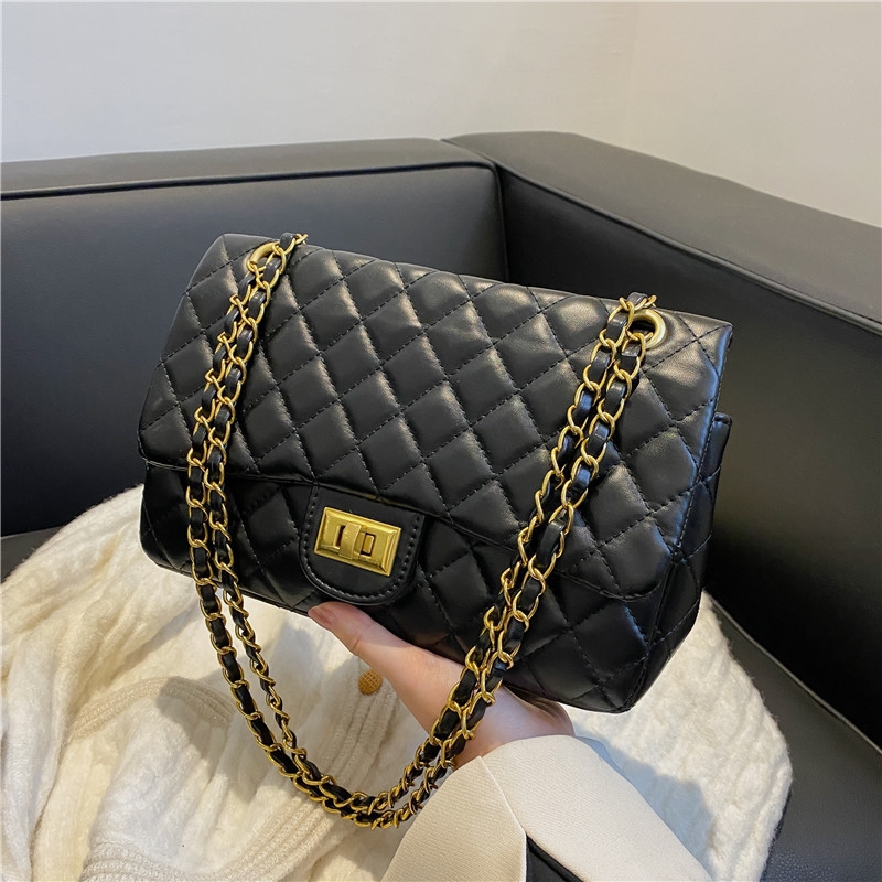 Women's new Fashion Bags Diamond-pattern Chain Bag Single-shoulder and Crossbody Bag Classic European and American Women's Bag