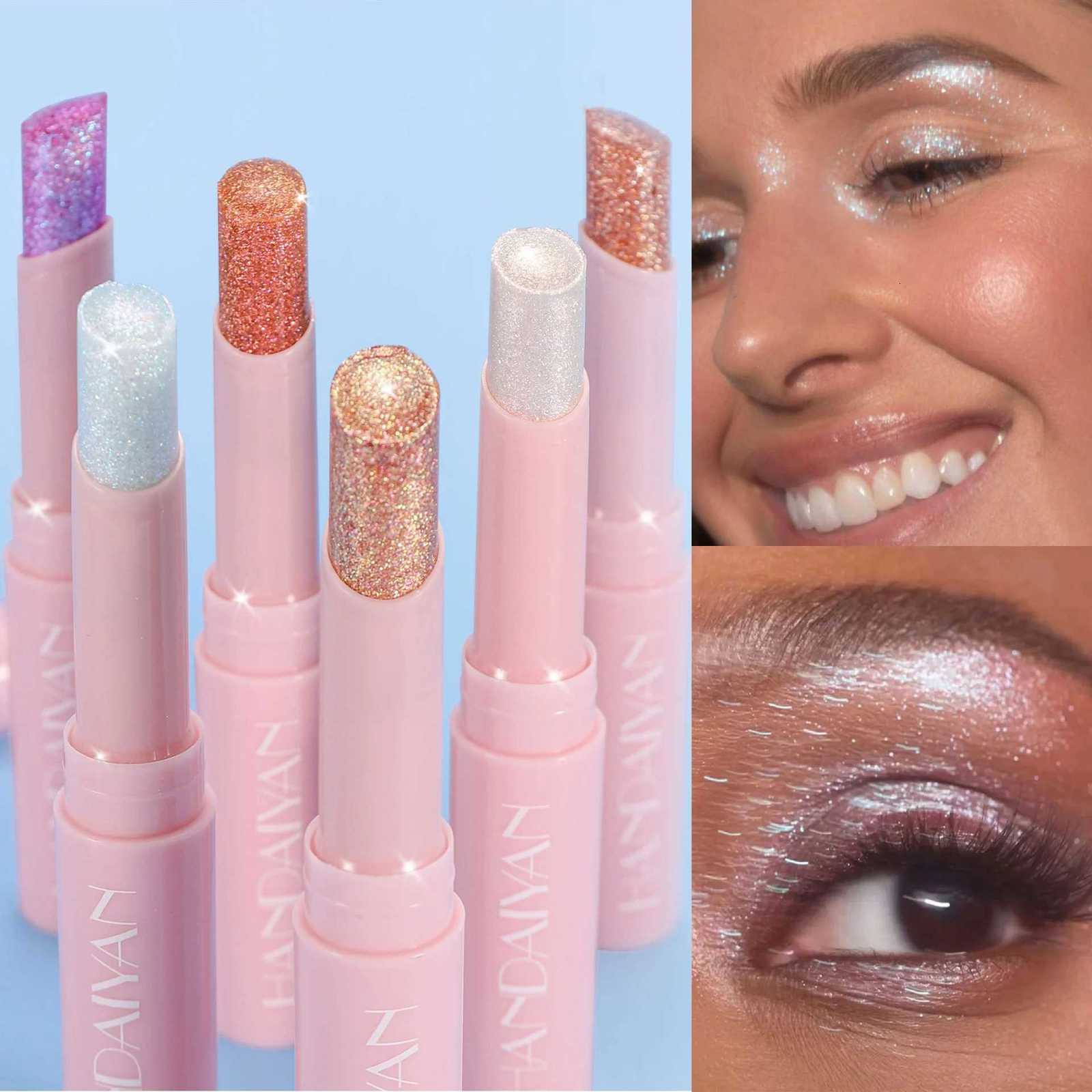 Jelly Eyeshadow Highlight Stick Glitter Shimmer Long-Lasting High Pigment for Valentines Day Party Beach Travel Holiday Makeup W250722
