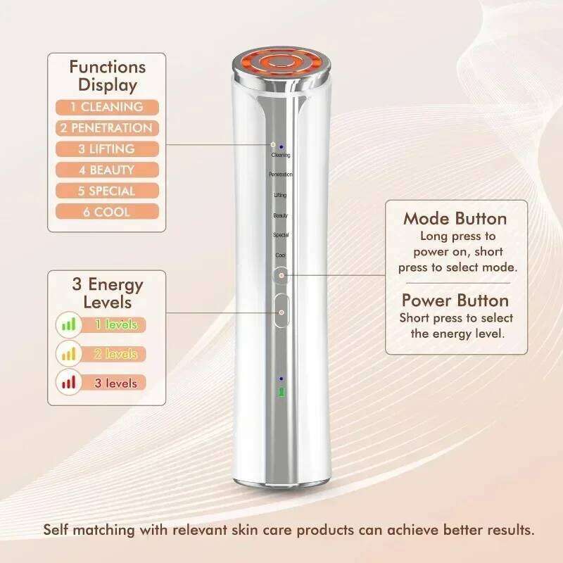 6 in 1 Microcurrent Current Micro Facial Device Massager Light Therapy Eye Neck Lifting Home Skin Tightening hine
