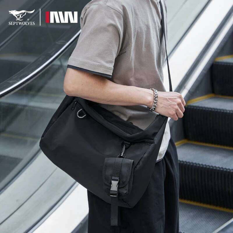 Septwoes Waterproof Men Shoulder Business Travel Crossbody Bag, Multiple Pockets Design,Give Away Detachable Wallet Bag