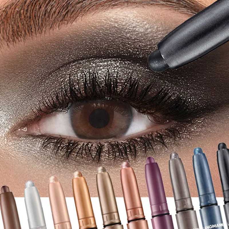 Smoky Dark Black Eyeshadow Pencil Stick Waterproof Shimmer Matte Metallic Glitter Eyeshadow Highlighter Pen Makeup Tool W250722