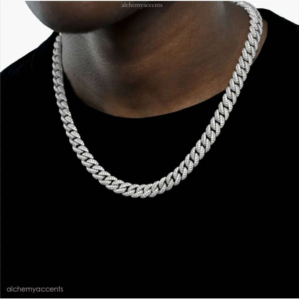 Moissanite Dia Cuban Chain Link Necklace Factory Custom Men Hip Hop Iced out 18inch Solid 20mm cubin chain