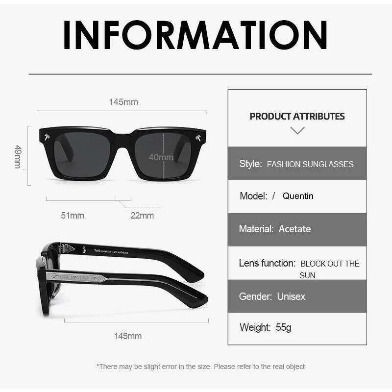 2025 new Brand vintage Quentin Sun glasses Men Women Sunglass Driving Sunglasses Fashion Male Acetate UV400 eyeglasses
