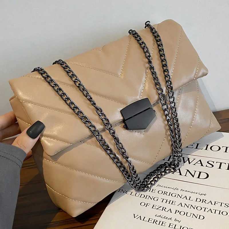 Fi Chain Strap Shoulder Bags For Women Casual Sewing Thread Crossbody Bag With Lock Ladies Handbags And Purses Y250730