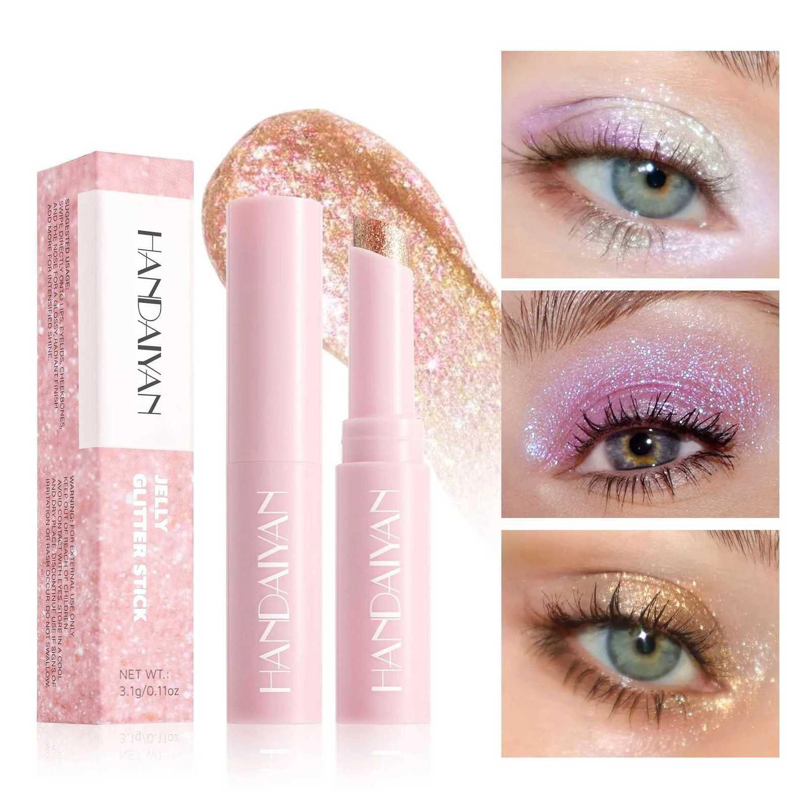 Jelly Eyeshadow Highlight Stick Glitter Shimmer Long-Lasting High Pigment for Valentines Day Party Beach Travel Holiday Makeup W250722