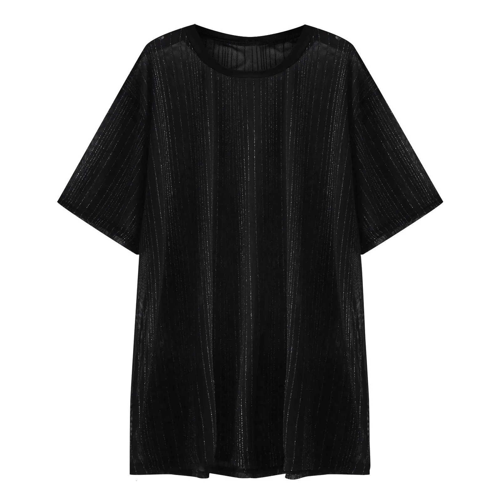 Mens Short Sleeve Mesh T Shirt Sheer Slim Fit Shiny Sexy See-through Party Nightclub Thin Breathable Clothing Leisure Tees 250714