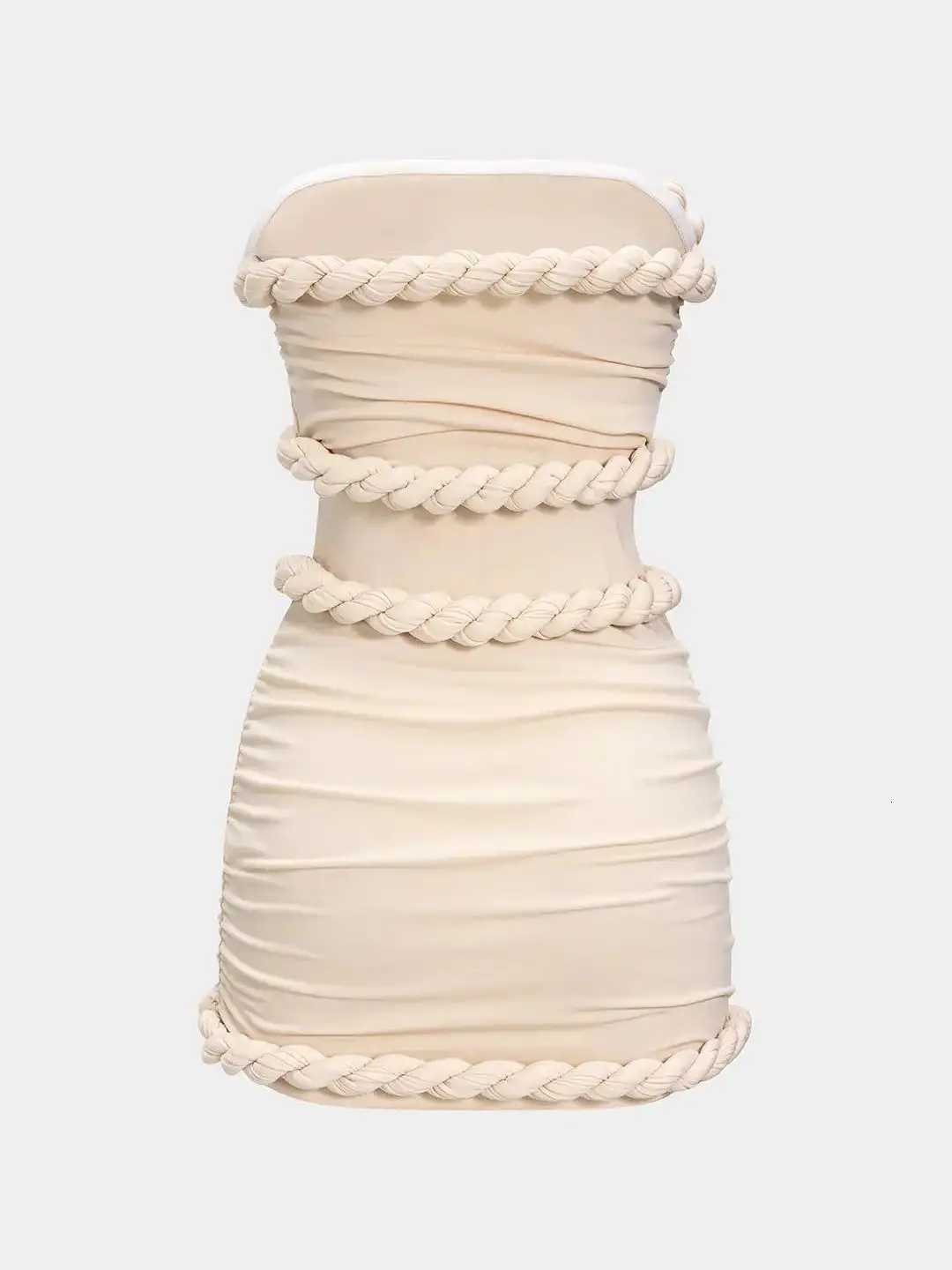 Twist Knot Strapless Sleeveless Mini Dress Strapless Dresses Short Women White Bandage Dress Summer Party Evening Fe XJ250722