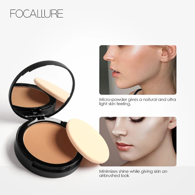 Focallure 3 Colors Face Pressed Powder Oil Control Makeup Mineral Powder Natural Concealer Contour Face Cosmetics 250716