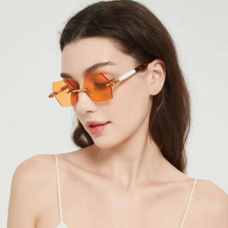 Vintage Craft Special Shaped Boundless Sunglasses for Women Maske P53 Tortoise Acetate Rimless Solar Glasses