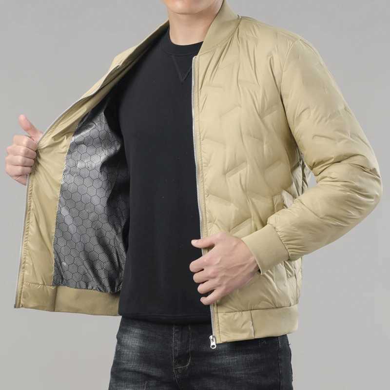 Winter Mens Down Jacket Business Casual Stand Collar Windbreaker White Duck Down Padded Lightweight Puffer Coat Large Size 8XL W250722