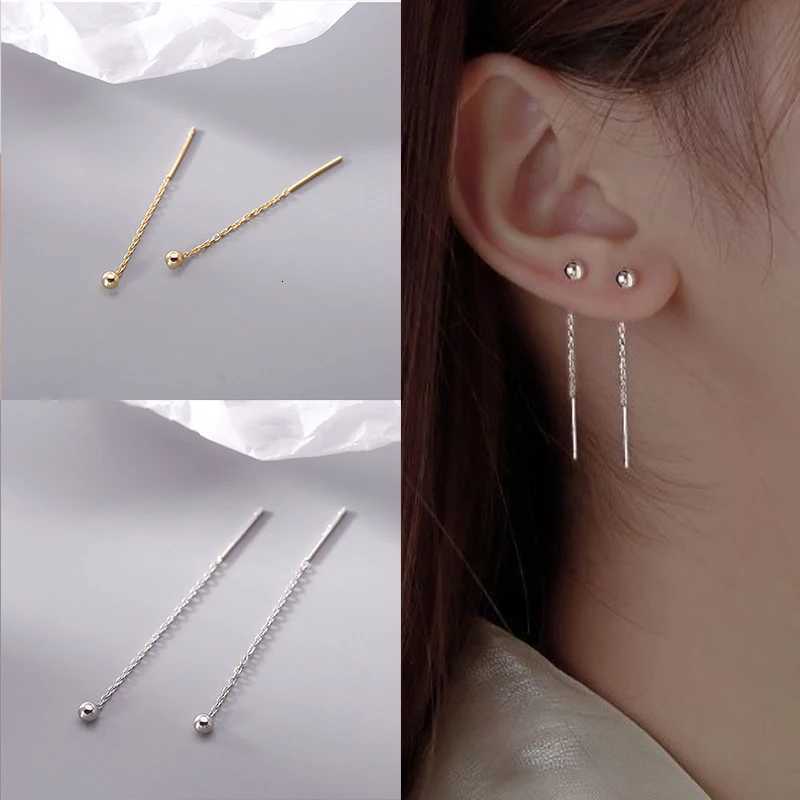 LATS Trend Long Wire Tassel Thread Chain Climbing Star Heart Beads Pendants Drop Earrings Womens Straight Hanging Earrings Jewelry XJ250722
