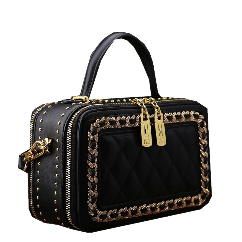 Free shipping designer bag 2025 Quilted Chain Diamond Studded Niche Handbag For Women New High End Fashion Single Shoulder Bag Crossbody Small Bag