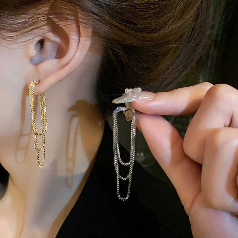Silver Color Multi-Layer Chain Earrings Long Tassel Piercing Trend Copper Drop Earrings Female Ear Accessories GiftsXJ250722
