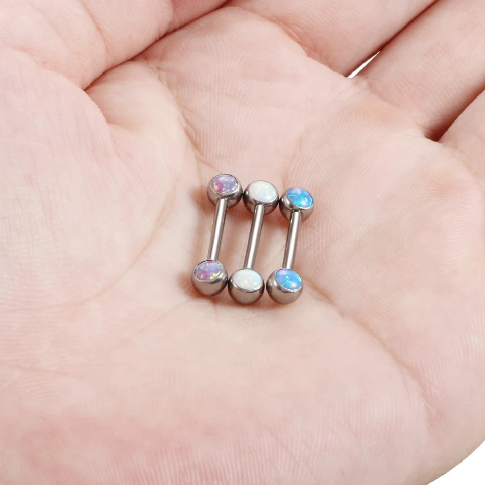1PC Opal Nipple Shiled Bars Piercing 14G Internally Thread Sexy Mamilo Piercings Tongue Barbell Piercing Jewelry 250722