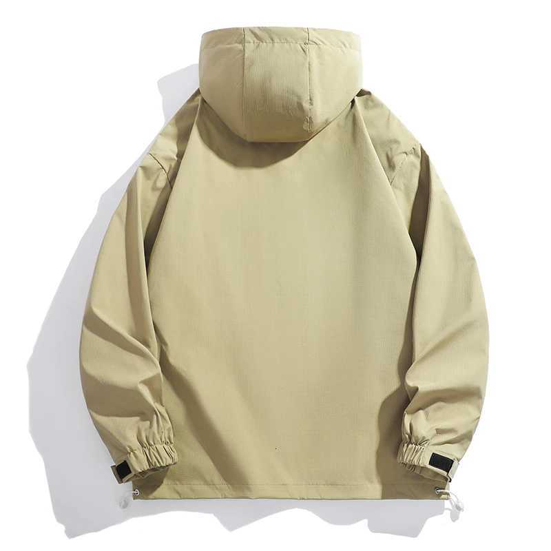 New Men Spring Autumn Waterproof Casual Versatile Top Japanese Korean Streetwear Fashion Loose Pullover Half Zip Hooded Jacket W250722