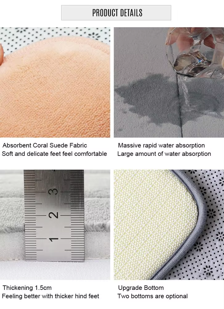 NEW Home Bath Coral Fleece 35D Bathroom Carpet Water Absorption Non-slip Memory Foam Absorbent Washable Rug Toilet Floor Mat