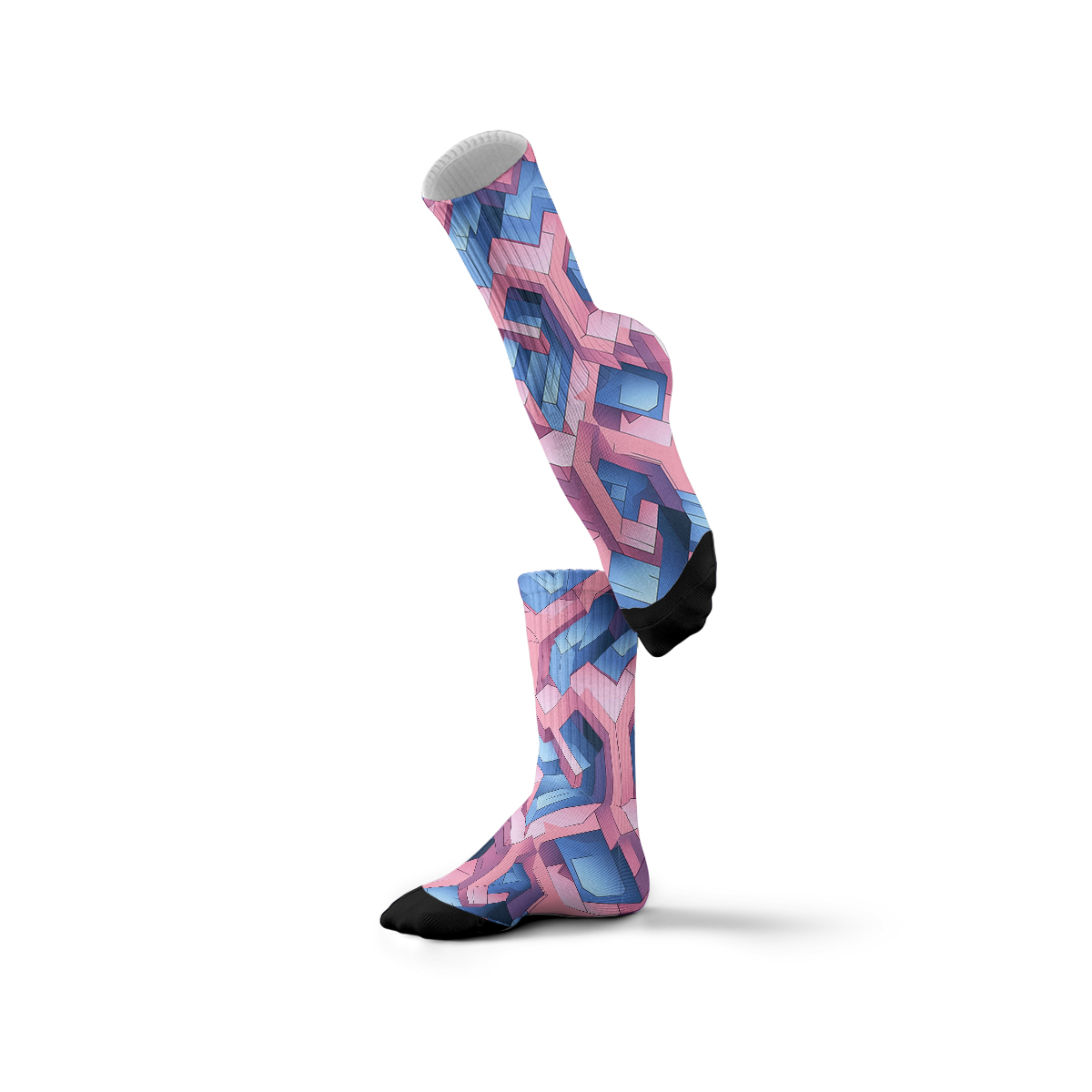 3D Geometric Cube Unisex Tube Designer Socks C082