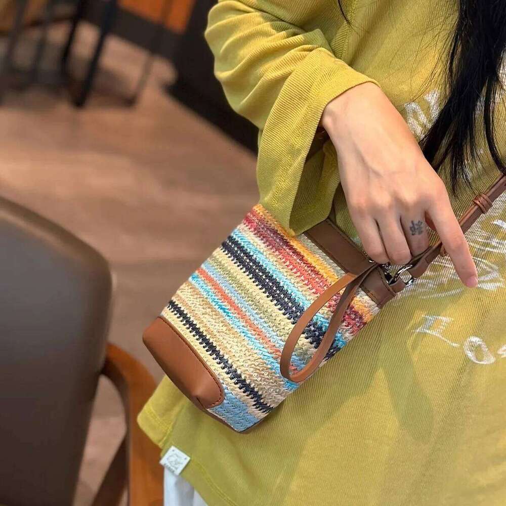 2025 Summer Women's Raffia Leather Crossbody Bag - Girl's Trendy Convertible Shoulder Purse for Beach & Weekend
