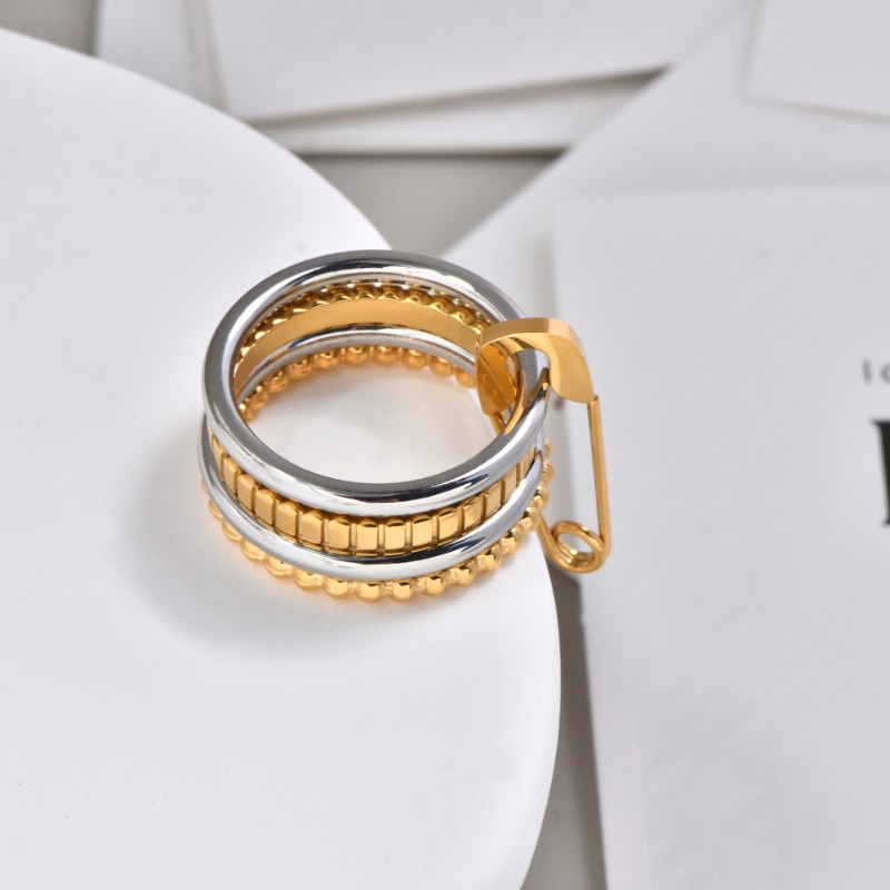Designer Jewellery High Quality Multi Layer Stacked Titanium Steel Non Fading Ring Cross Border Popular Textured Jewelry Gift