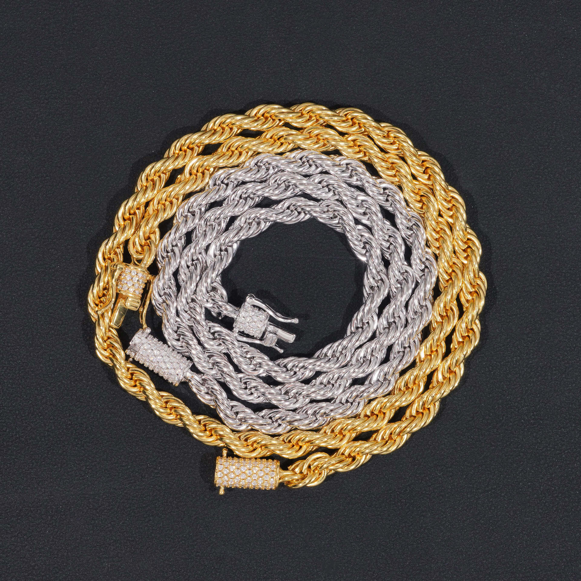 2025 New 6mm 8mm Moissanite Clasp Sterling Silver 925 Rope Chain