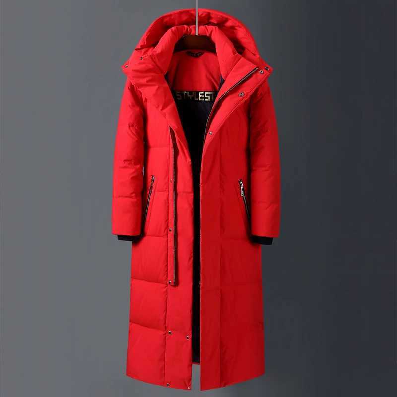 Men Women Brand Red X-Long Down Coats 2023 New Winter Over The Knee Thick Warm Detachable Hat Mens Jackets Canada Coat 5XL W250722