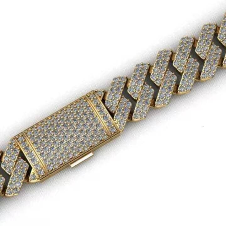 Luxury 14K Solid Gold Cuban Link Chain Necklace IGI Certified with VVS Moissanite Diamonds Cross Floral Design in Hip Hop Style