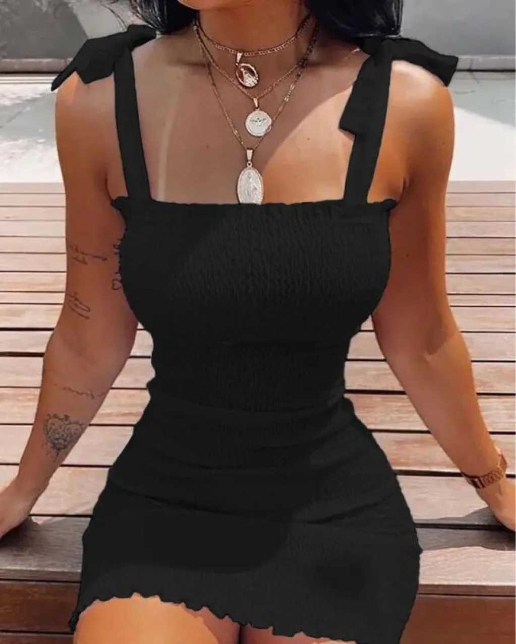 Trendy Solid Strap Short White Dresses Off Shoulder Sexy Skirt Pullover Sheath Mini Summer Beach Vest Dress XJ250722