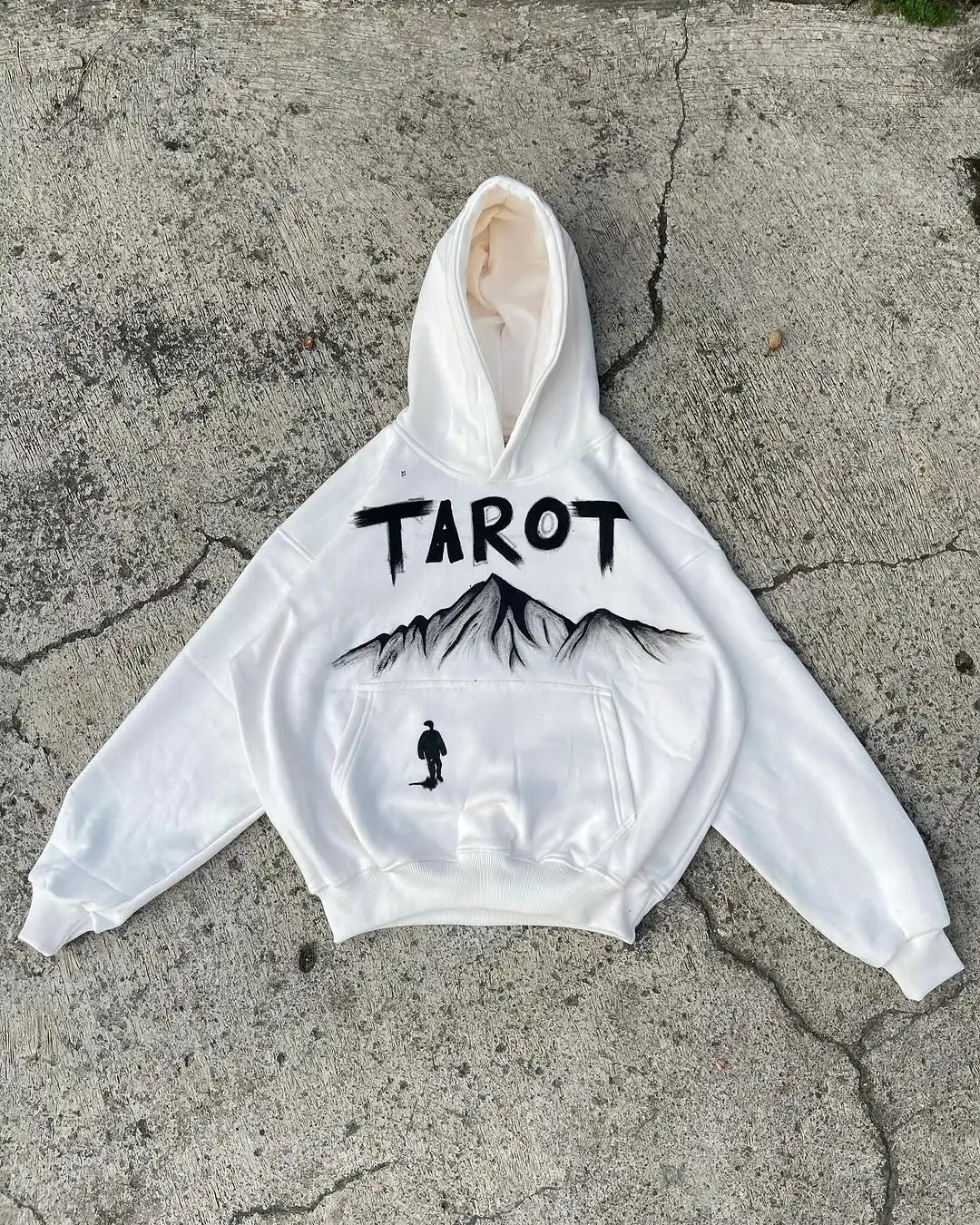 Niche Abstract Performance Art Letters Fashionable Simple Print White Hoodie Mens Loose Daily Casual Sports Top 250714