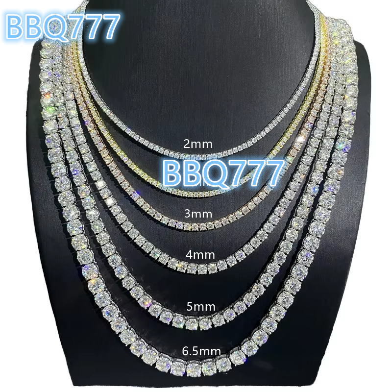 Hip Hop 925 Silver Cuba Chain VVS Moissanite Diamond Tennis Chain Necklace Bracelet Jewelry Men Women Ice Out Necklace