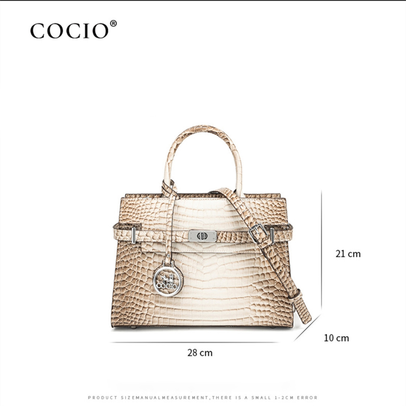 COCIO designer shoulder bag New high-quality crocodile patterned white luxury vintage leather crossbody bag