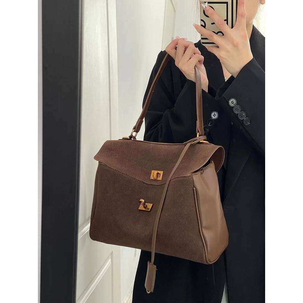 Tangzhuang Retro Matte Women's oulder Large Capaci Suede Tote Bag Commuting Spring Summer New Arrival Korean Sle
