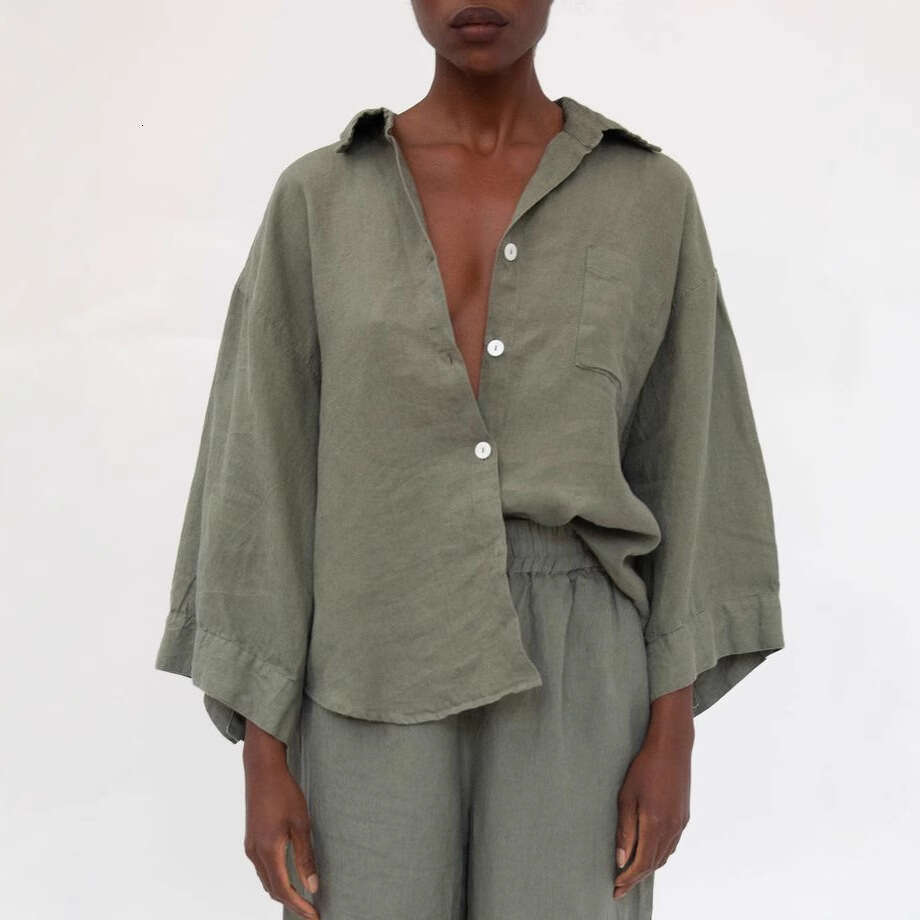 American Style Cardigan Long Sleeve Shorts Spring Summer Outerwear Simple Solid Color Casual Set For Women B5