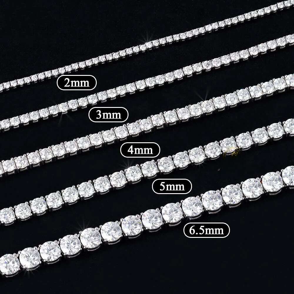 Fine Jewelry Bracelet Necklace 4mm 5mm 6.5mm Custom 10k 14k Gold Plated Sterling Sier 3mm Moissanite Tennis Chain
