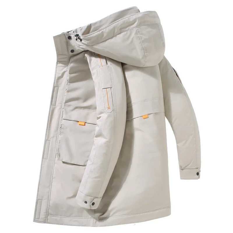 Winter Jacket Men White Duck Down Hooded Warm Down Coats Mens Fashion Long Slim Fit Black Winter Jacket Men Casual Clothing W250722