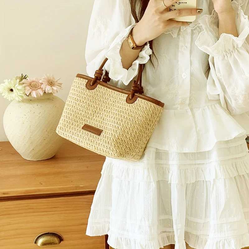 Vai beach style woven bag hand-held crossbody bag new mens bag rope knot vegetable basket bag woven bag Y250722