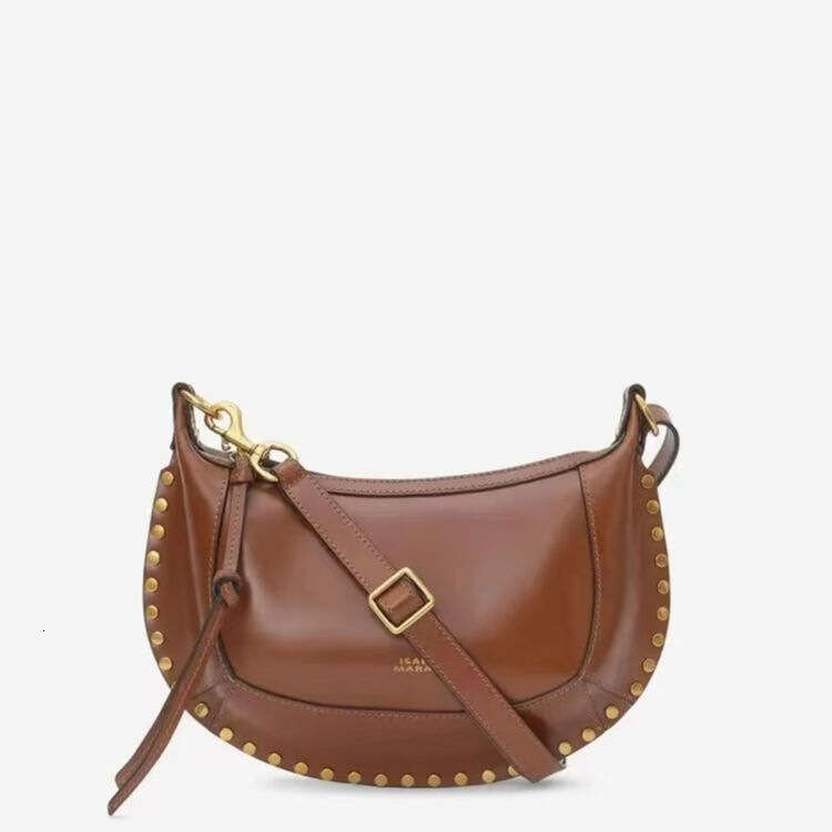 Classic Half-Moon Shape Gold Studded Handbag Shoulder Bag with Box