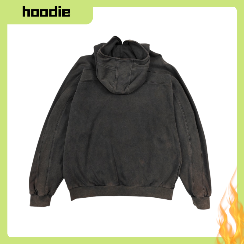 Casual-American Aesthetic Oversized Hooded Sweatshirt Featuring a Chain Pull Make old designs Zipper collar